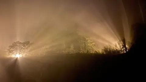 溫泉回程遇見的濃霧與光